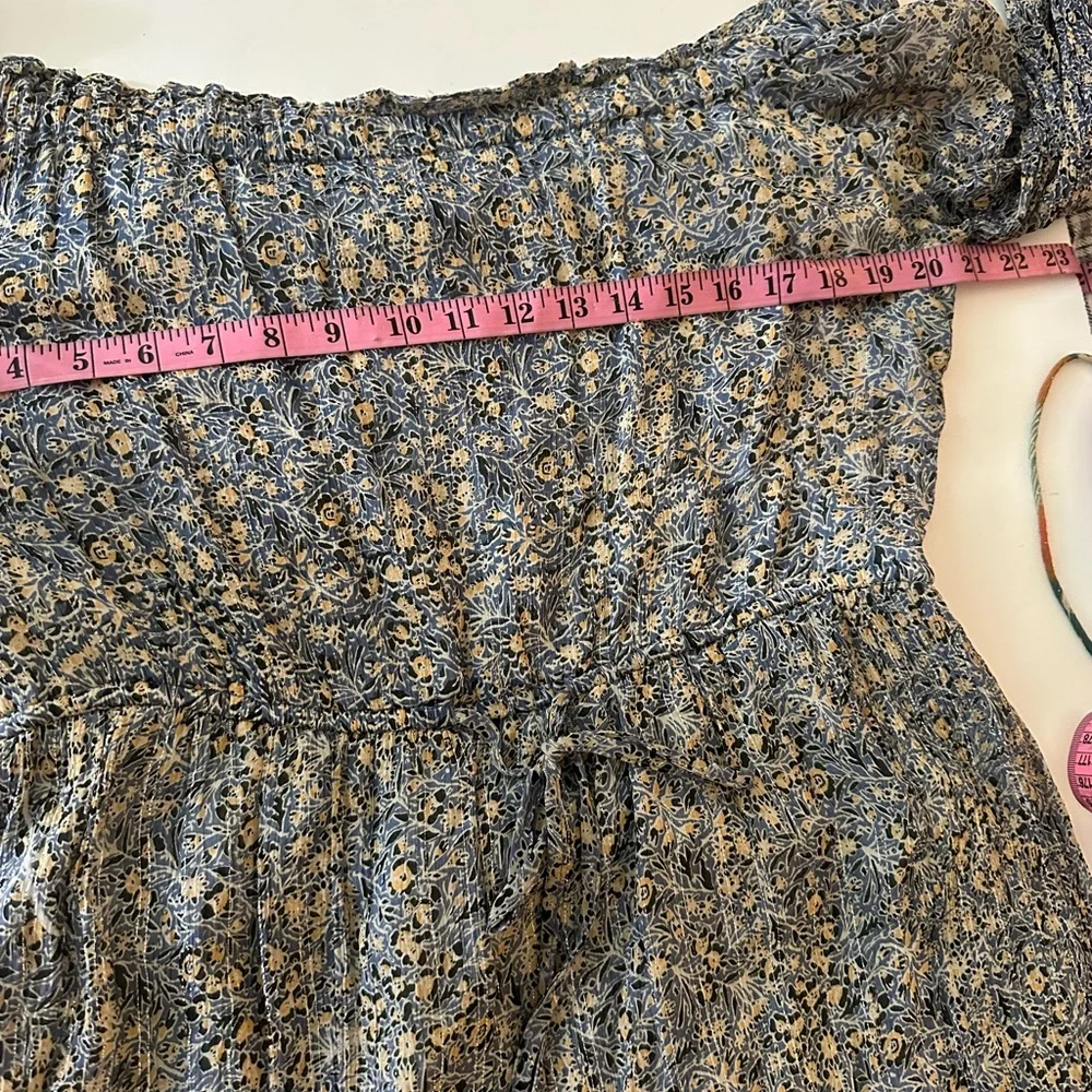 By Anthropologie Blue Kira Off-The-Shoulder Adjustable TieWaist Peasant Dress 14 - Picture 14 of 16